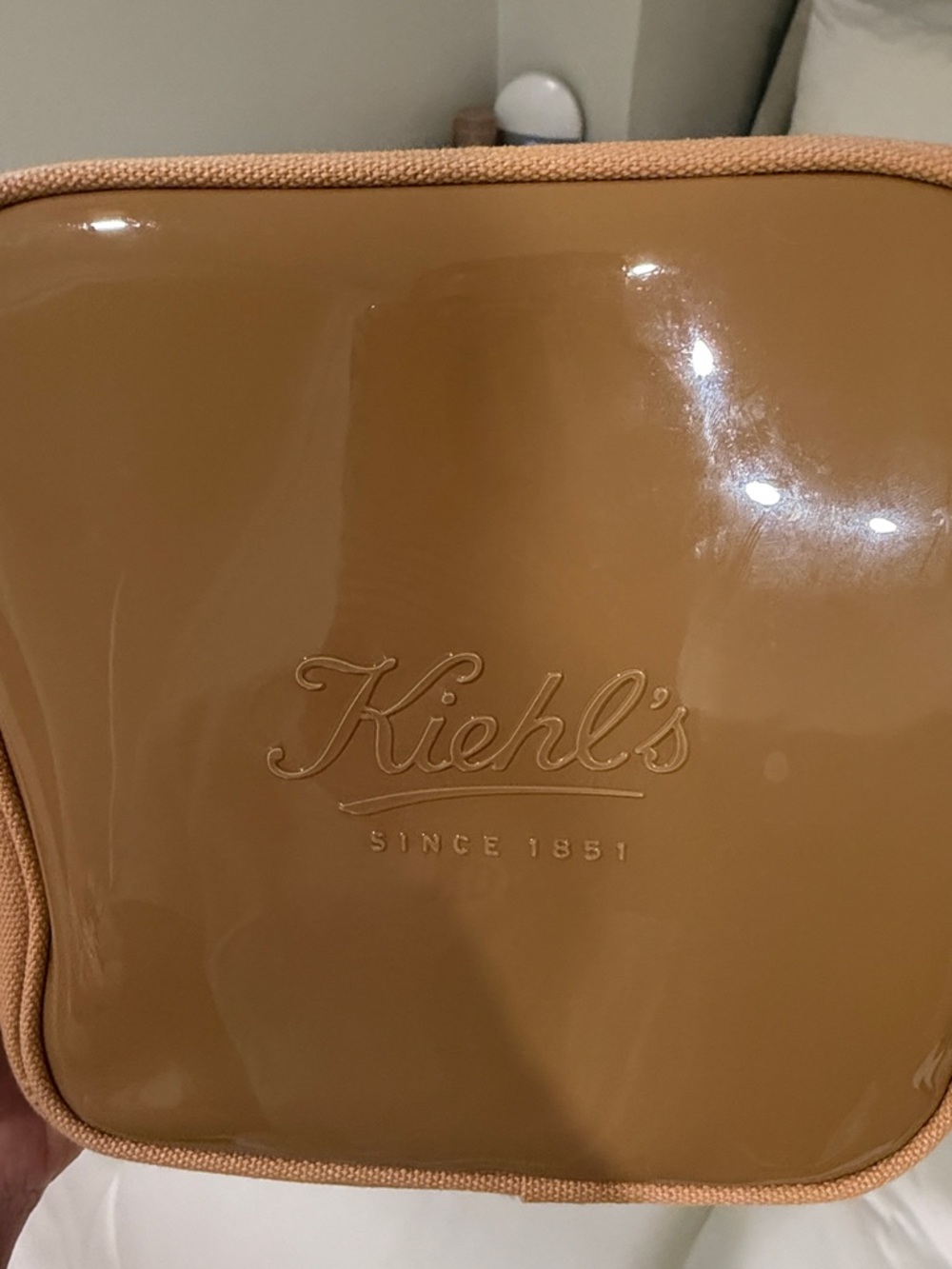 Kiehl's Glossy Camel Brown Cosmetic Bag